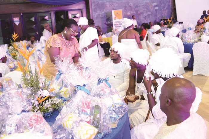  Nana Oye Lithur (left) interacting with some of the Wulomei at the function